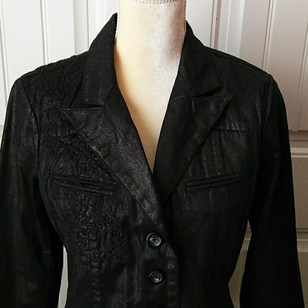 Size 8 Coldwater Creek Black Jacket Top - Picture 3 of 9